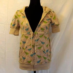 Short sleeve 100% cotton zip hoodie